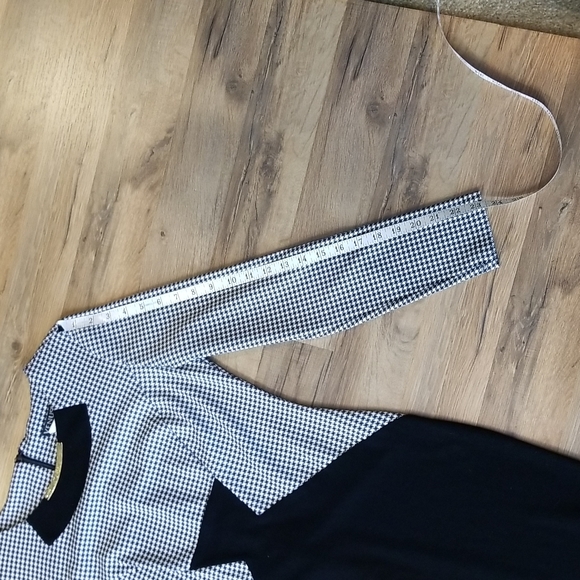 VENUS Black White Houndstooth Long Sleeve Sheath Dress - Picture 8 of 10